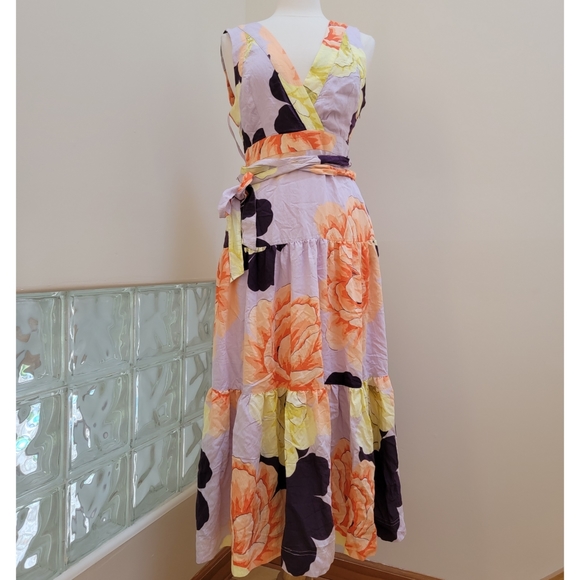 Anthropologie Maeve Floral Wrap Maxi Dress Size/16W - Picture 5 of 9
